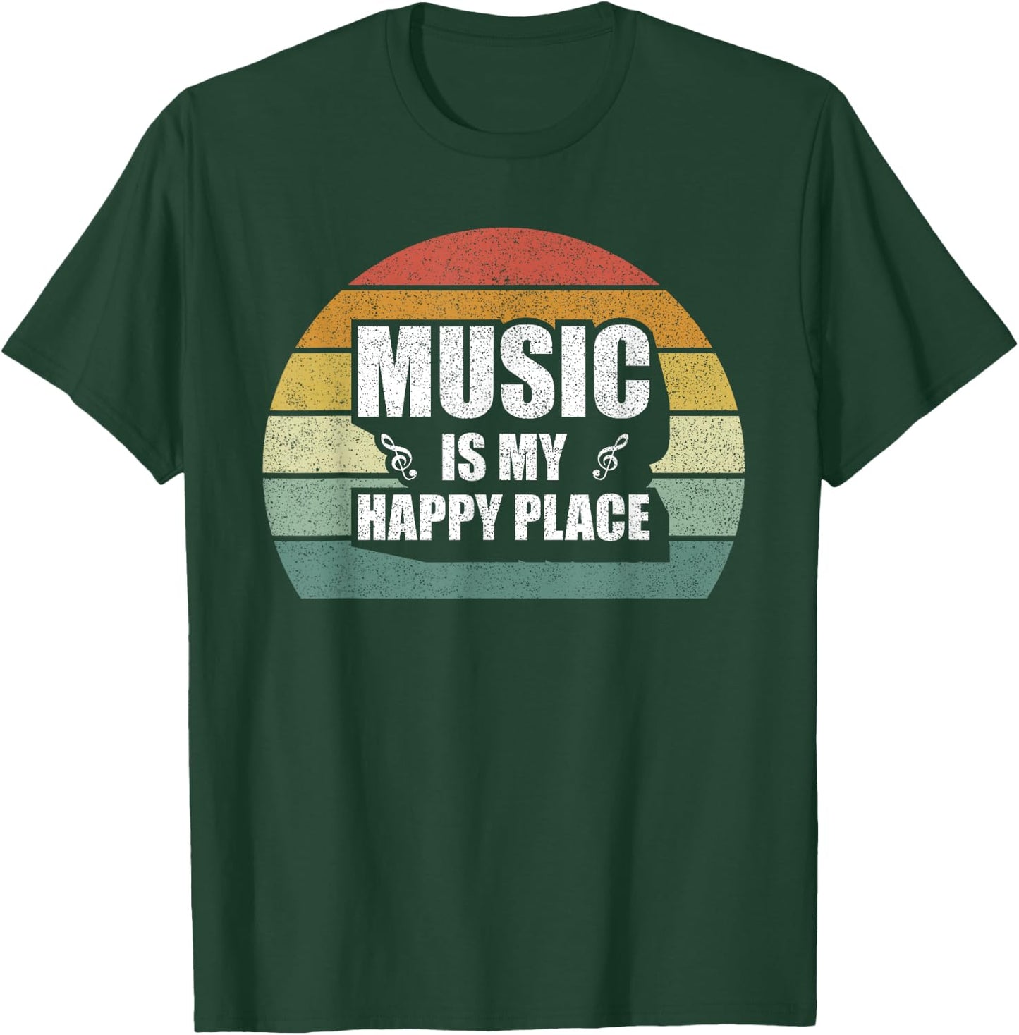 Retro Music Is My Happy Place Shirt Inspiring Music Vintage T-Shirt - T-Shirt | Forest
