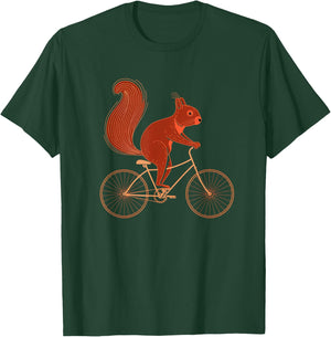Squirrel Bicycle Funny Cycling Animal Cyclist T-Shirt - T-Shirt | Forest
