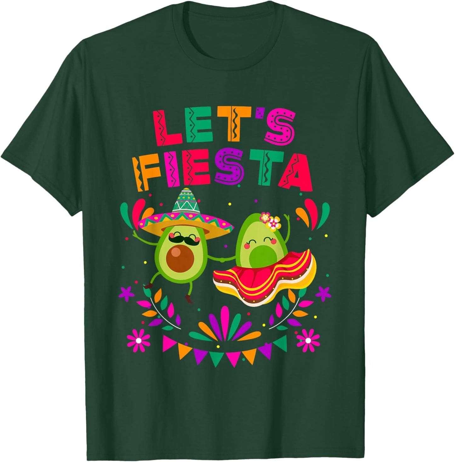 Let's Fiesta Avocado Dancing Cinco De Mayo Mexican Party T-Shirt - T-Shirt | Forest