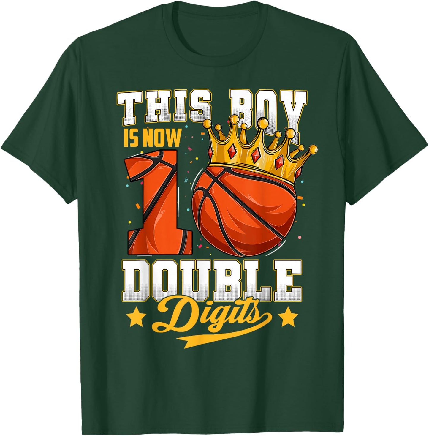 This Boy Double Digits Ten Basketball 10 Year Old Birthday T-Shirt - T-Shirt | Forest