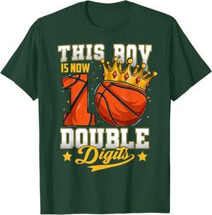 This Boy Double Digits Ten Basketball 10 Year Old Birthday T-Shirt - T-Shirt | Forest