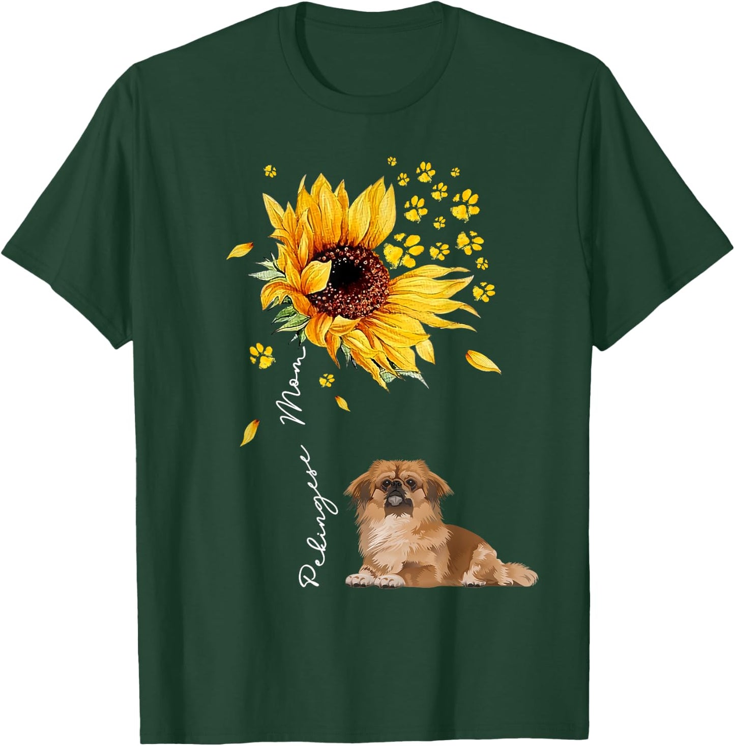 Sunflower Pekingese Mom Dog Lover Gifts T-Shirt - T-Shirt | Forest