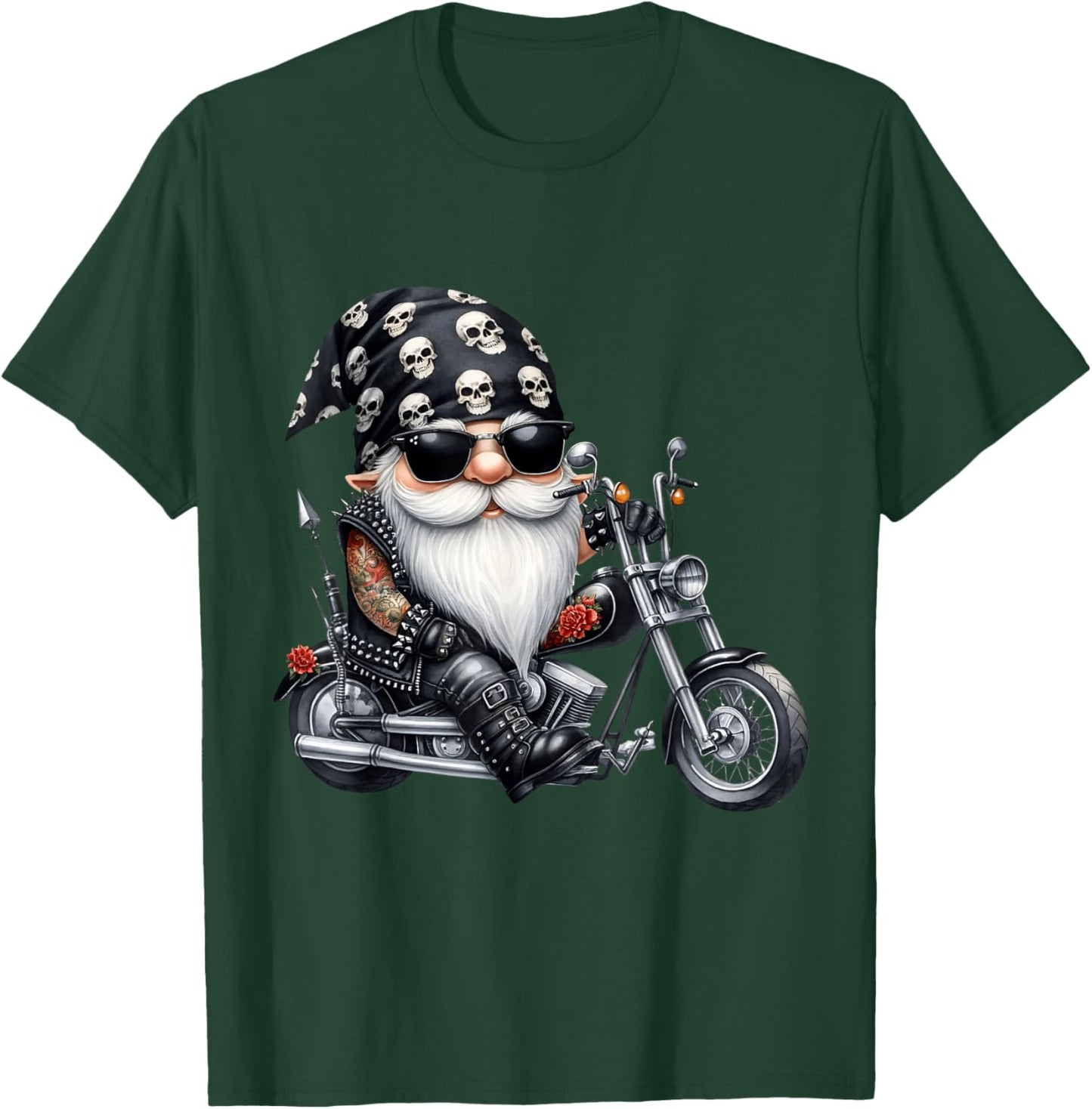 Cool Motorcycle Gnome Graphic For Retired Biker Dad Life T-Shirt - T-Shirt | Forest