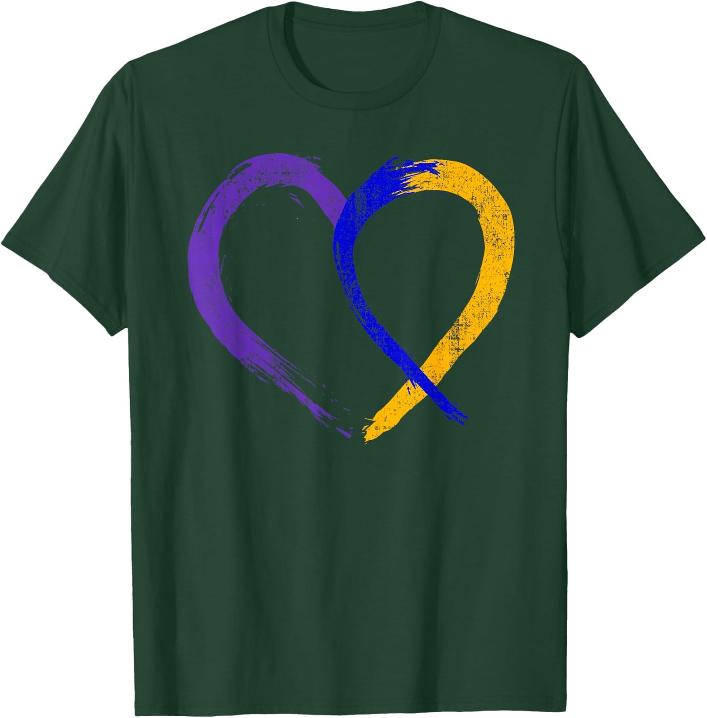 Ribbon Heart Bladder Cancer Purple Blue and Yellow Dysuria T-Shirt - T-Shirt | Forest