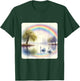 Rainbow Over Swan Lake With Swans. Willow Trees Peaceful T-Shirt - T-Shirt | Forest
