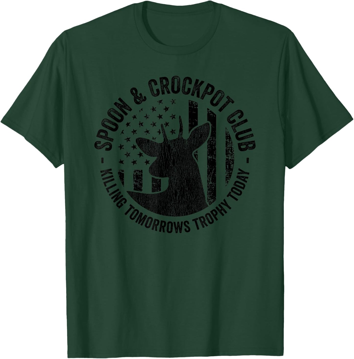 Spoon And Crockpot Club Funny Deer Hunter Hunting Joke Camo T-Shirt - T-Shirt | Forest