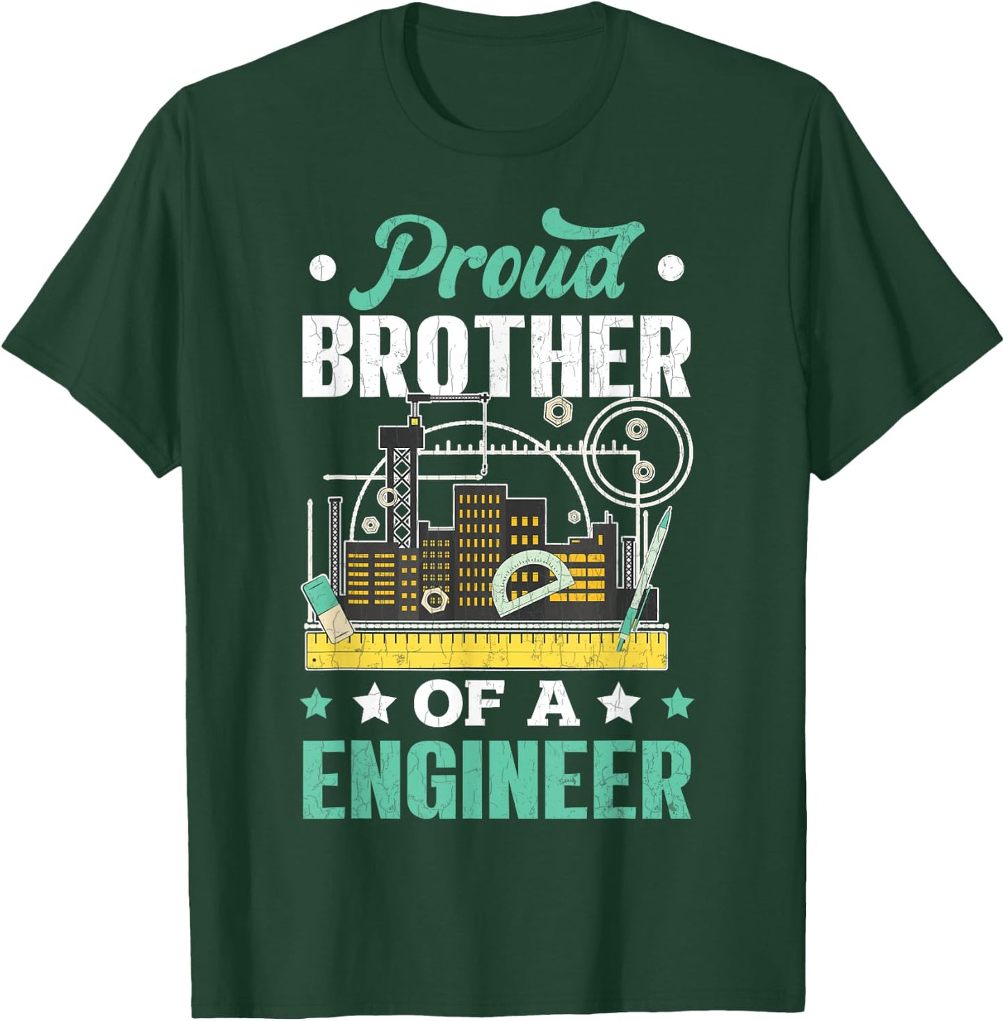 Proud Brother Of Engineer Funny Engineering Expert Graphic T-Shirt - T-Shirt | Forest