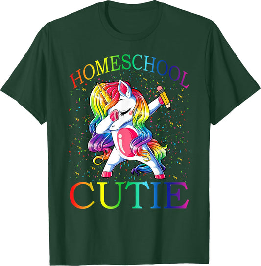 First Day Of School Homeschool Cutie Unicorn T-Shirt - T-Shirt | Forest