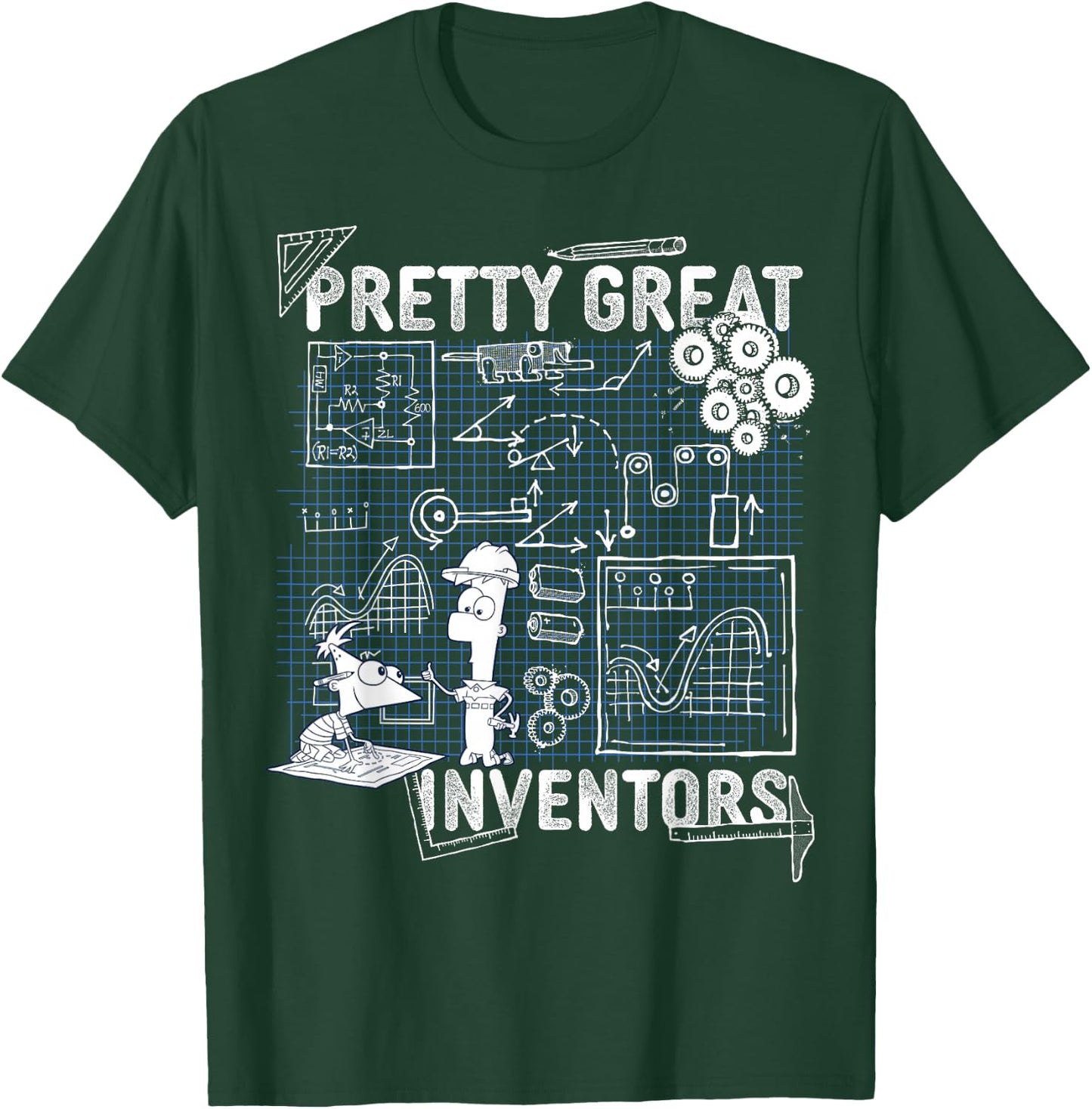 Disney Phineas and Ferb Inventions Schematic T-Shirt - T-Shirt | Forest