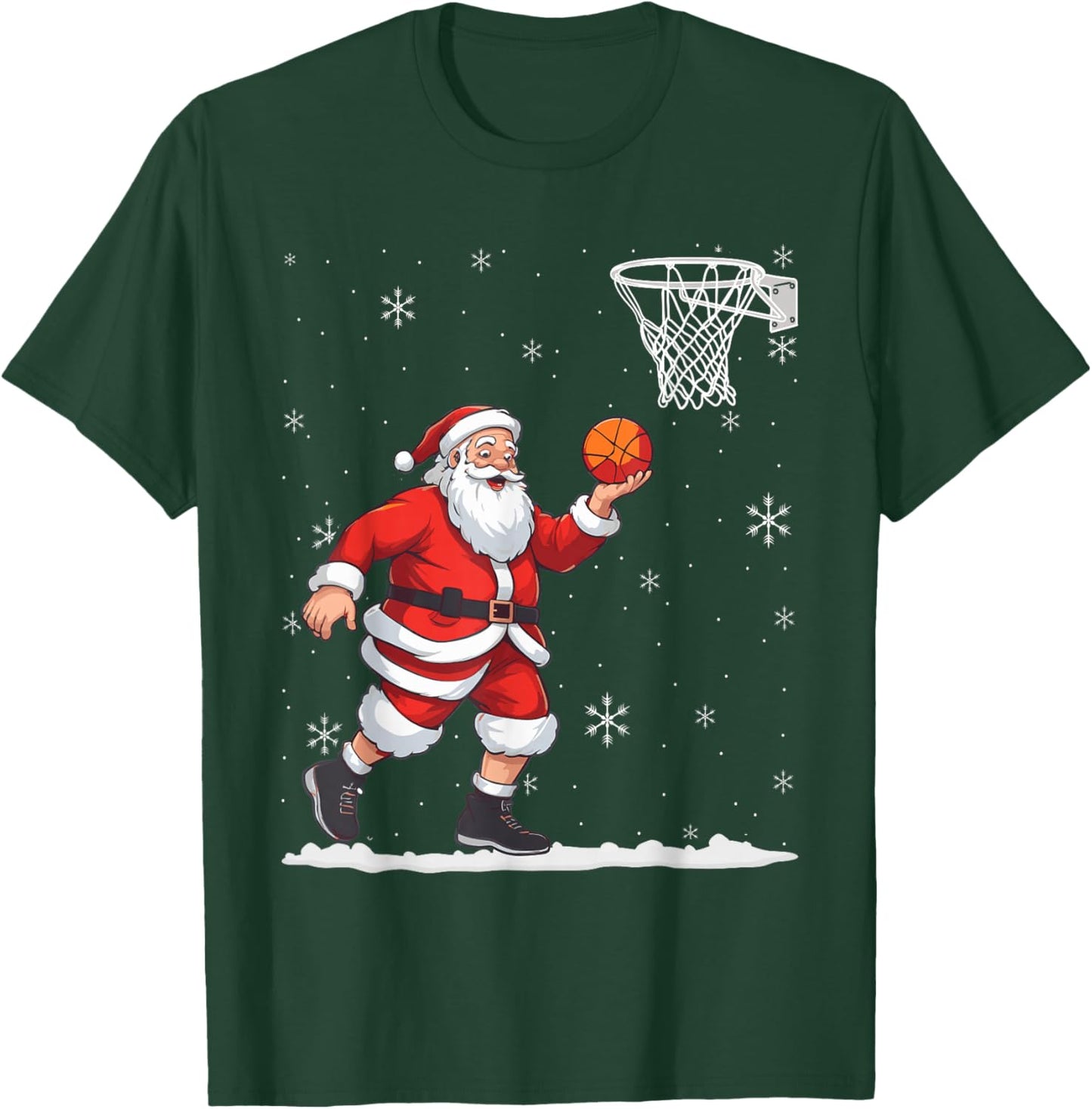 Basketball Christmas Men Boys Basketball Santa Claus T-Shirt - T-Shirt | Forest