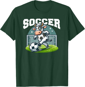 Soccer Cow Playing Soccer Games T-Shirt - T-Shirt | Forest