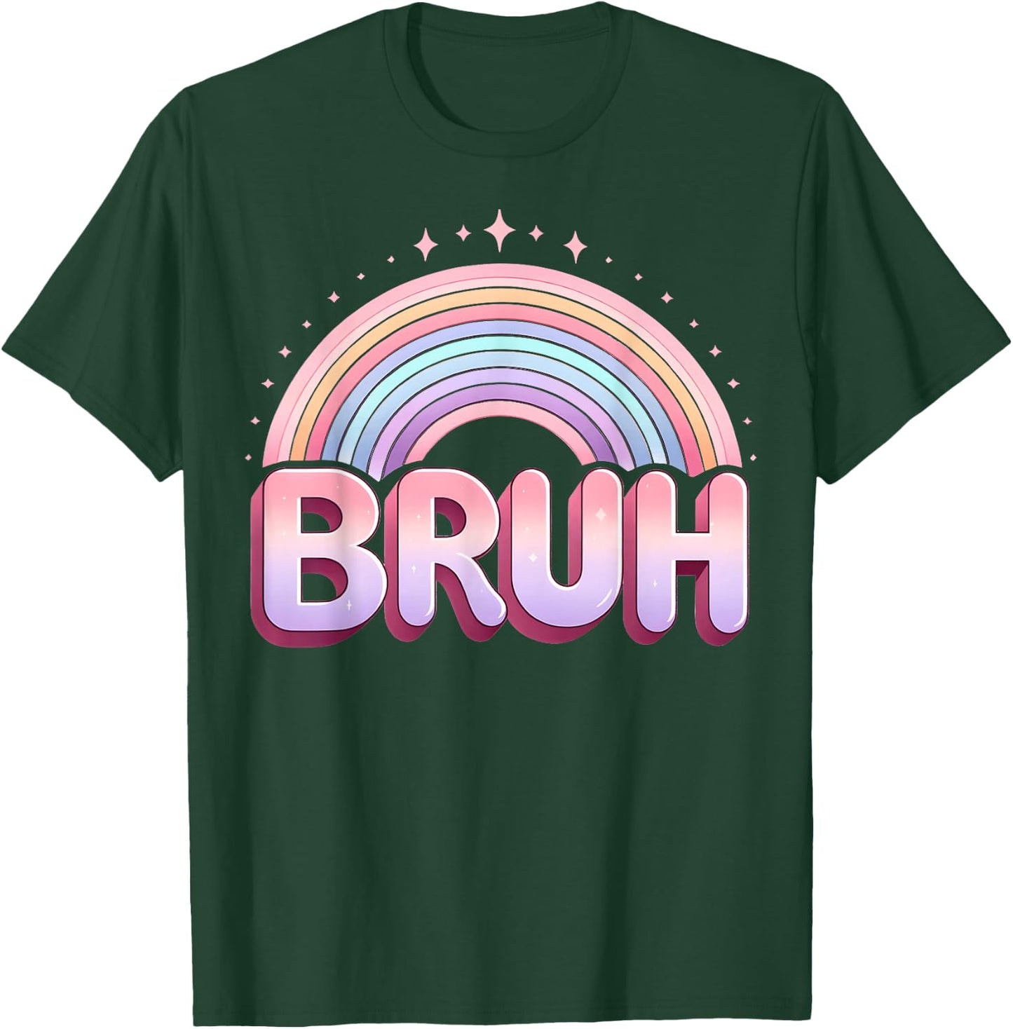 Funny Bruh Women Girls Youth Bruh Rainbow Cute For Kids T-Shirt - T-Shirt | Forest