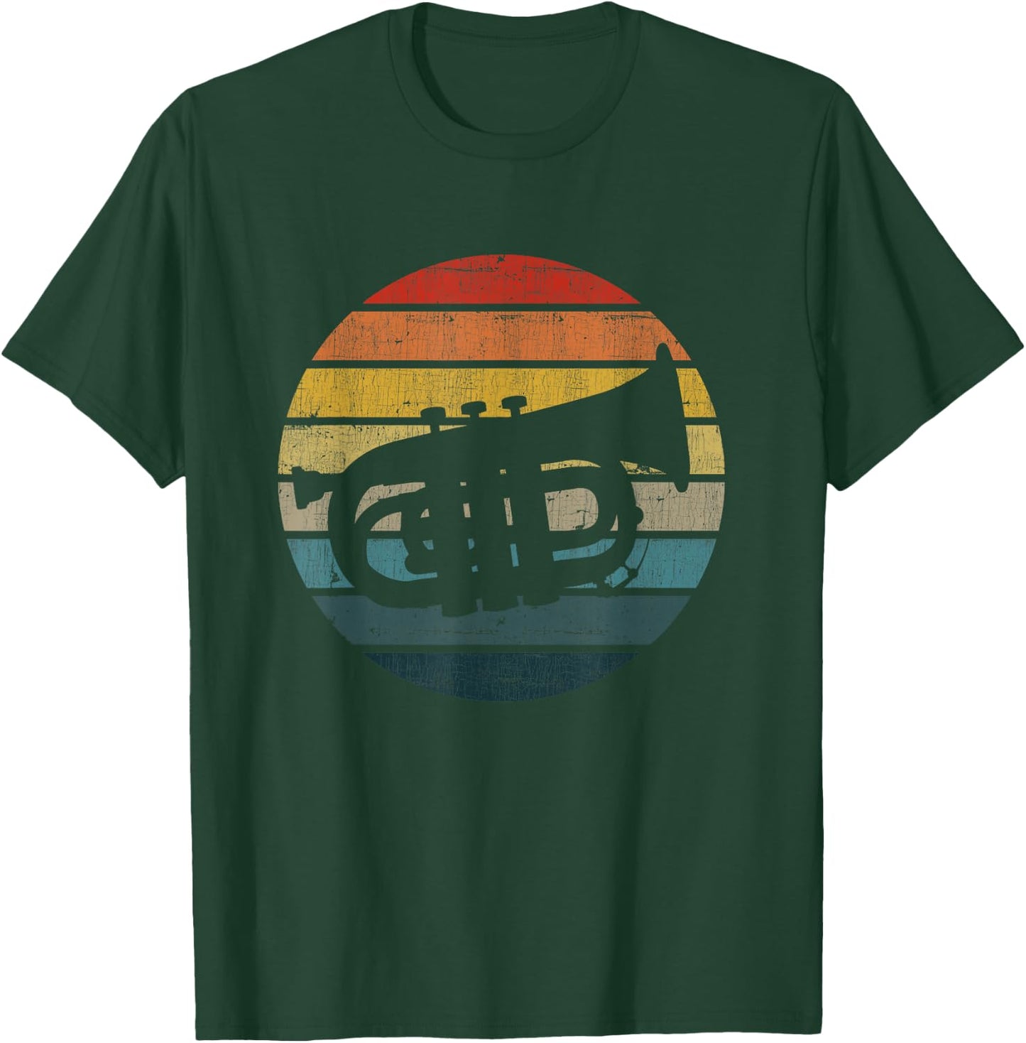 Baritone Silhouette On A Distressed Retro Sunset T-Shirt - T-Shirt | Forest