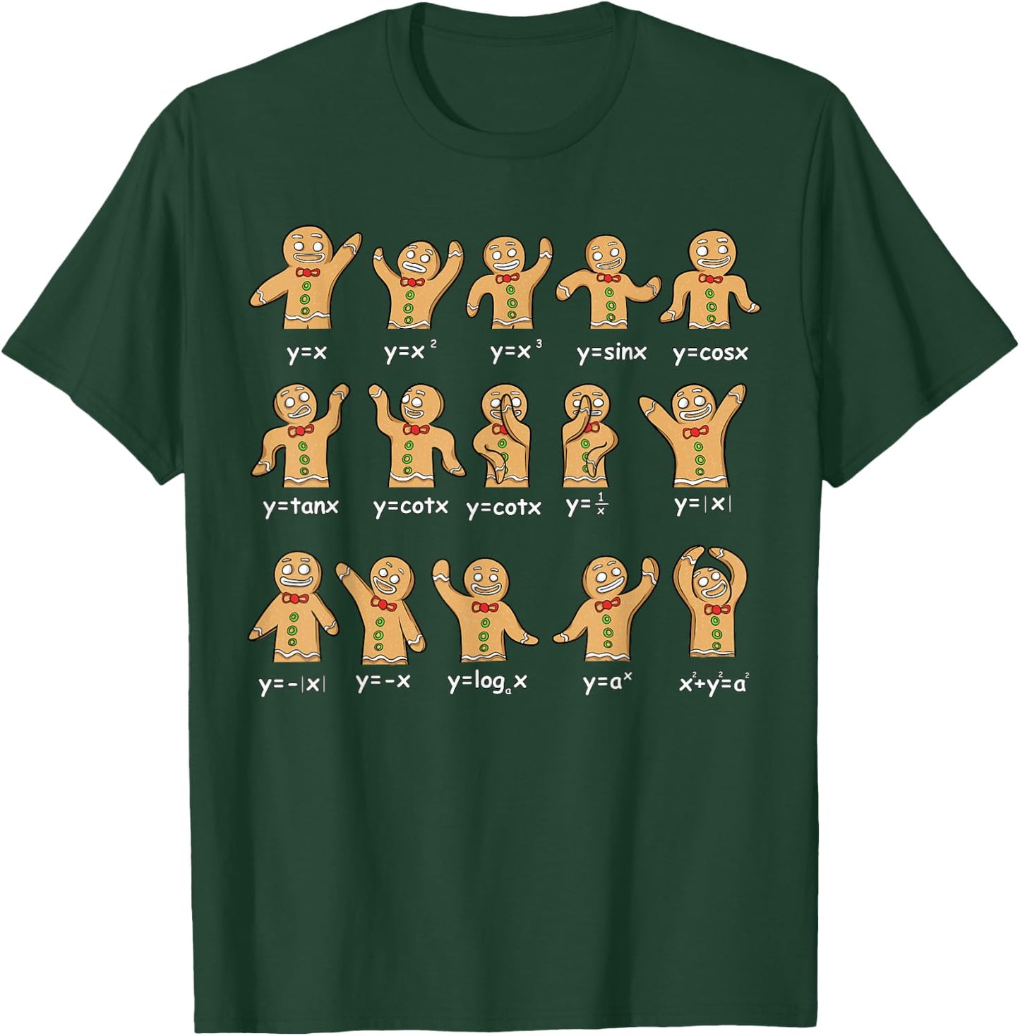 Algebra Dance Gingerbread Funny Graph Figures Math Equation T-Shirt - T-Shirt | Forest