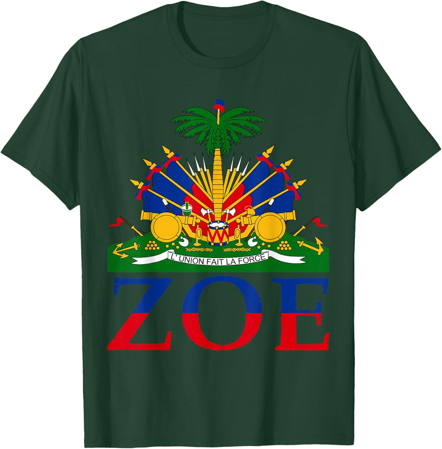 Zoe | Cute Haiti Honored Flag Day Gift T-Shirt - T-Shirt | Forest