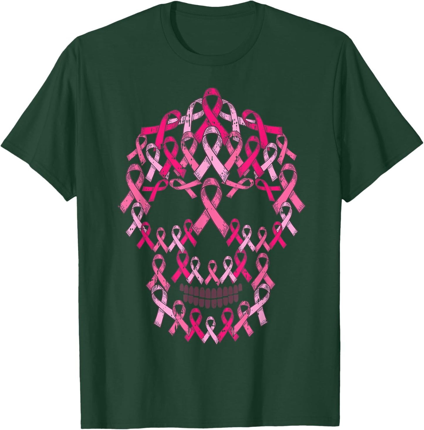Pink Ribbon Skull Costume Cool Halloween Breast Cancer Gifts T-Shirt - T-Shirt | Forest
