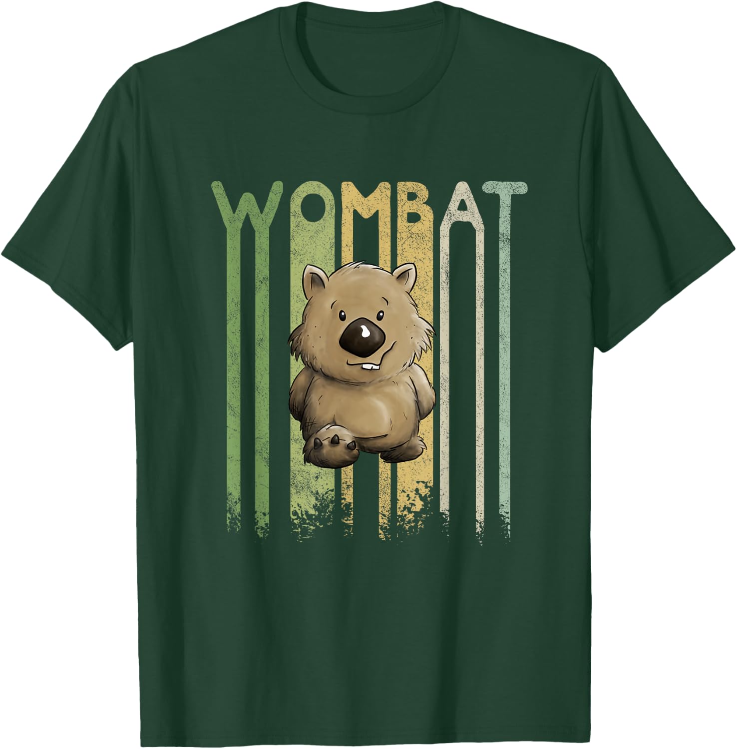 Funky Retro Style Cute Cartoon Marsupial Wombat T-Shirt - T-Shirt | Forest