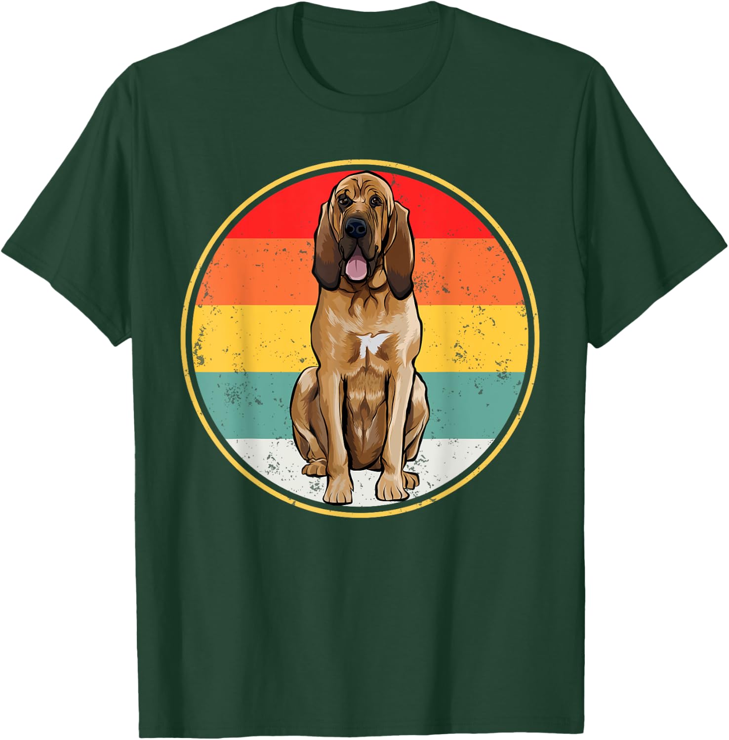 Vintage Retro Sunset Bloodhound Dog Men Women T-Shirt - T-Shirt | Forest