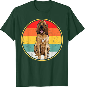 Vintage Retro Sunset Bloodhound Dog Men Women T-Shirt - T-Shirt | Forest