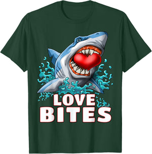 Love Bites Shark Valentines Day Shark Kids Men Jawsome Gift T-Shirt - T-Shirt | Forest
