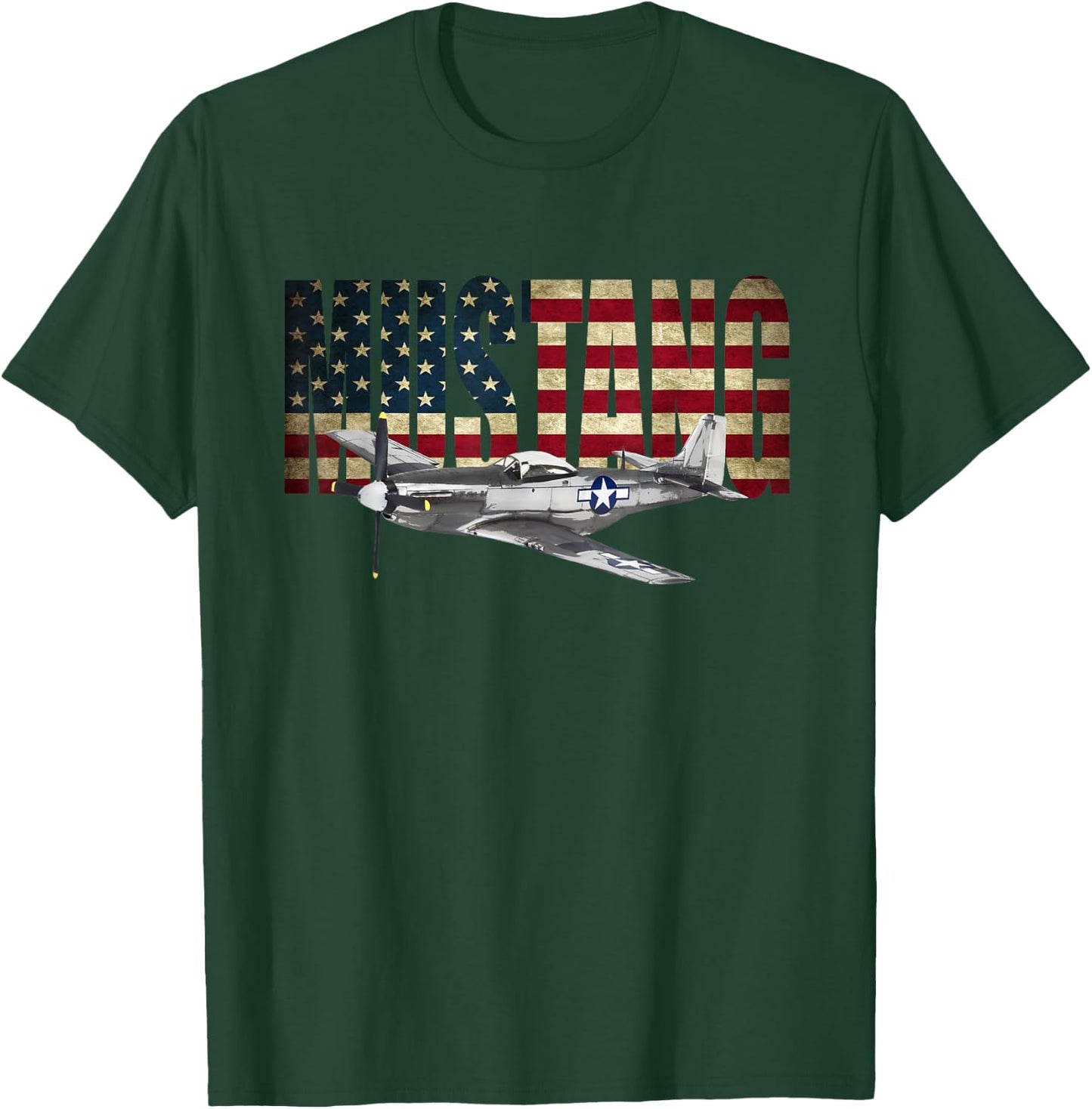P-51 Mustang Airplane T-Shirt - T-Shirt | Forest
