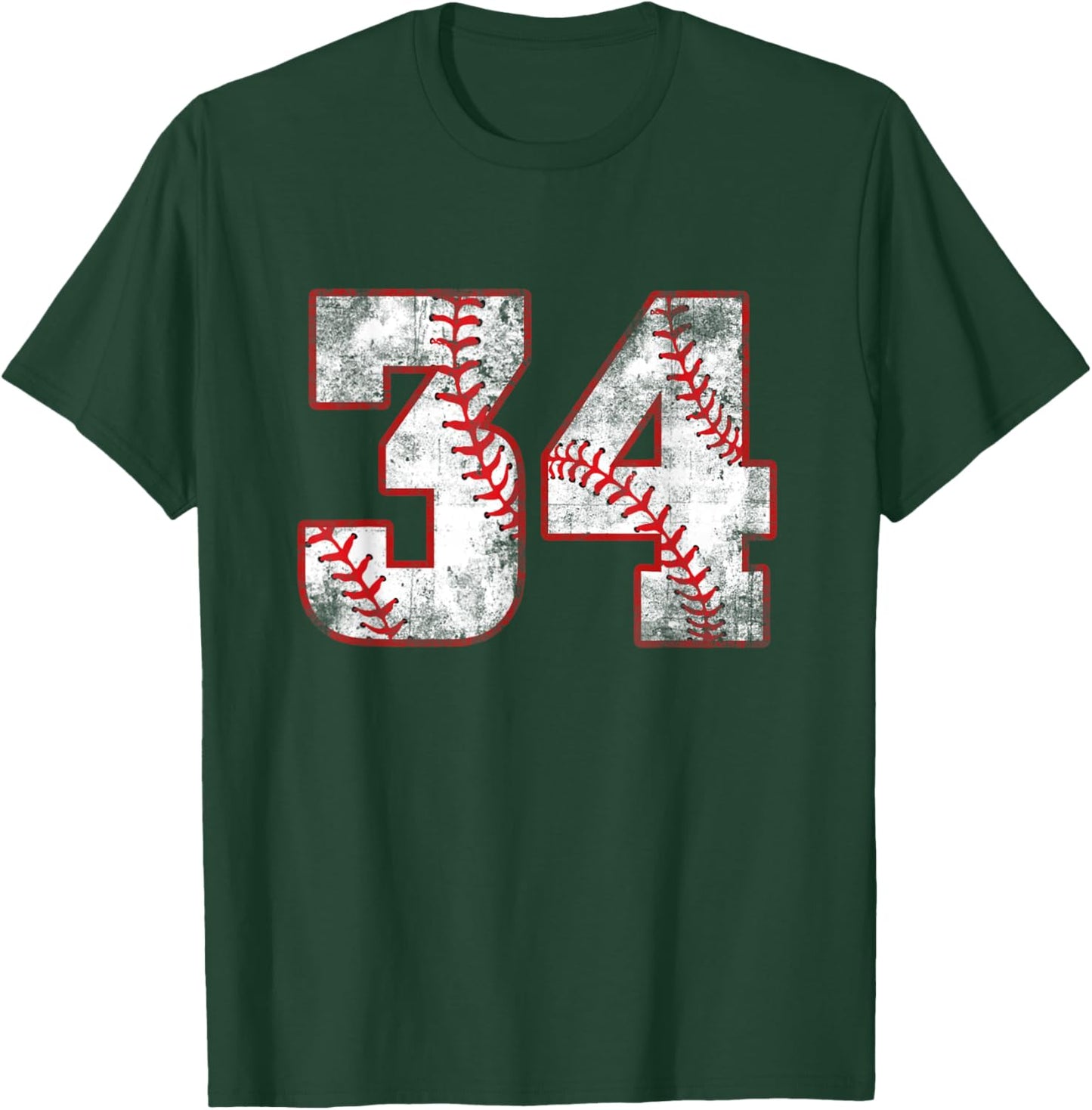 Vintage Baseball 34 Jersey Number T-Shirt - T-Shirt | Forest
