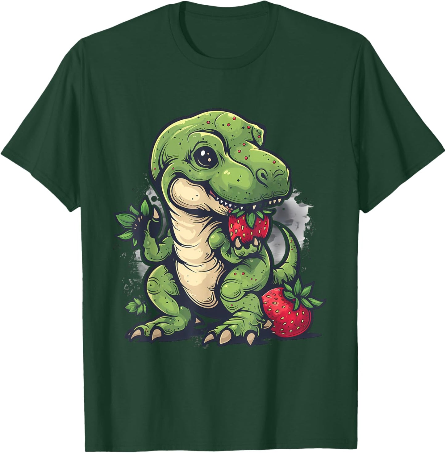 Strawberry Dinosaur Cute Dino Wildlife Strawberries T-Rex T-Shirt - T-Shirt | Forest