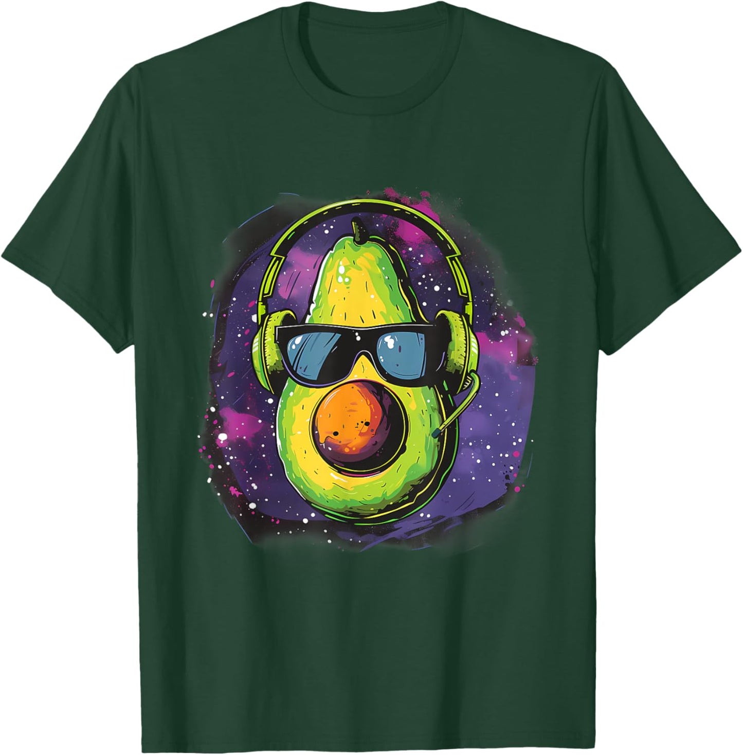 Techno Dance Club Music Headphones Beatmaker Avocado DJ T-Shirt - T-Shirt | Forest