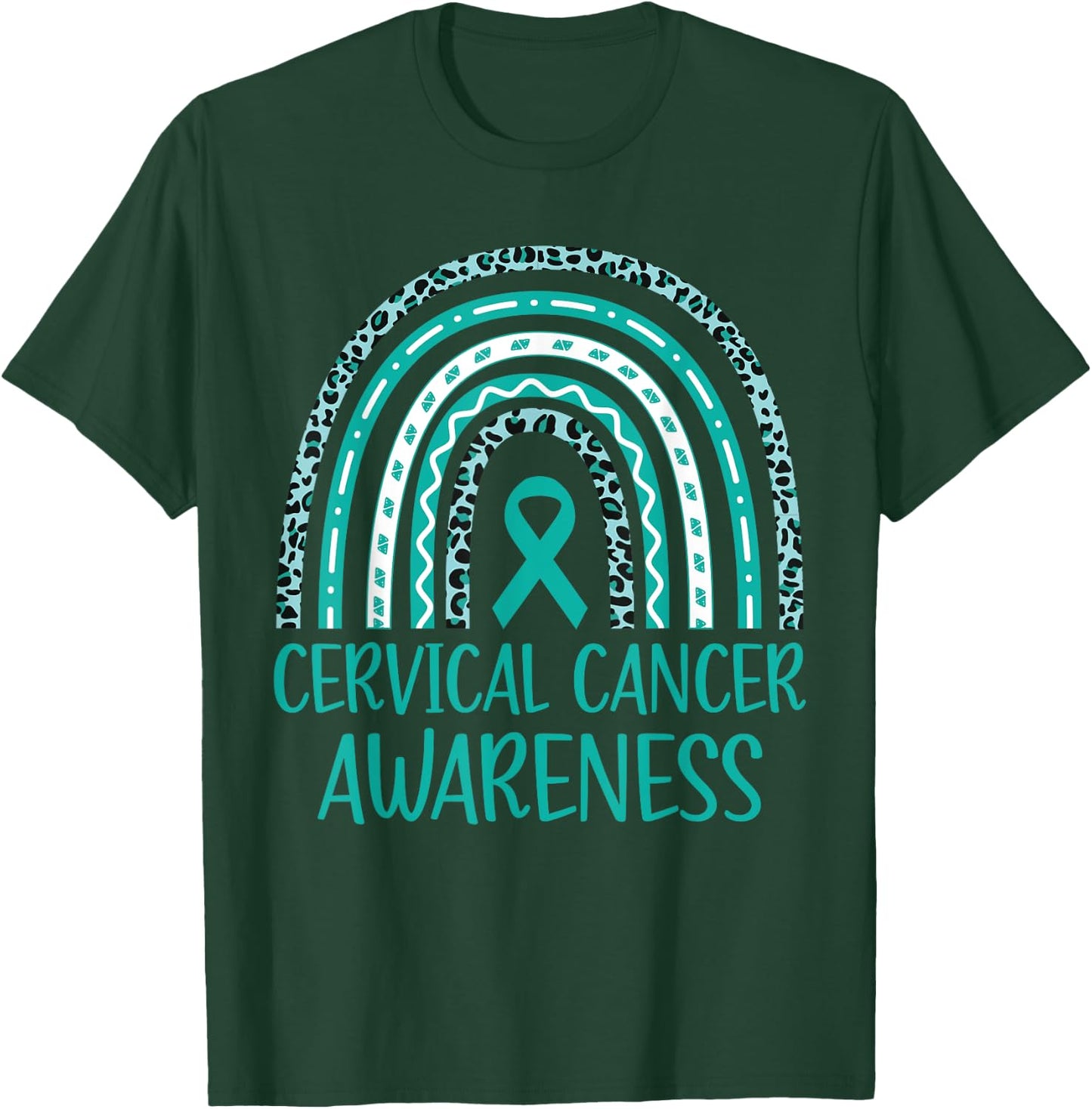 In January We Wear Teal and White Cervical Cancer Awareness T-Shirt - T-Shirt | Forest