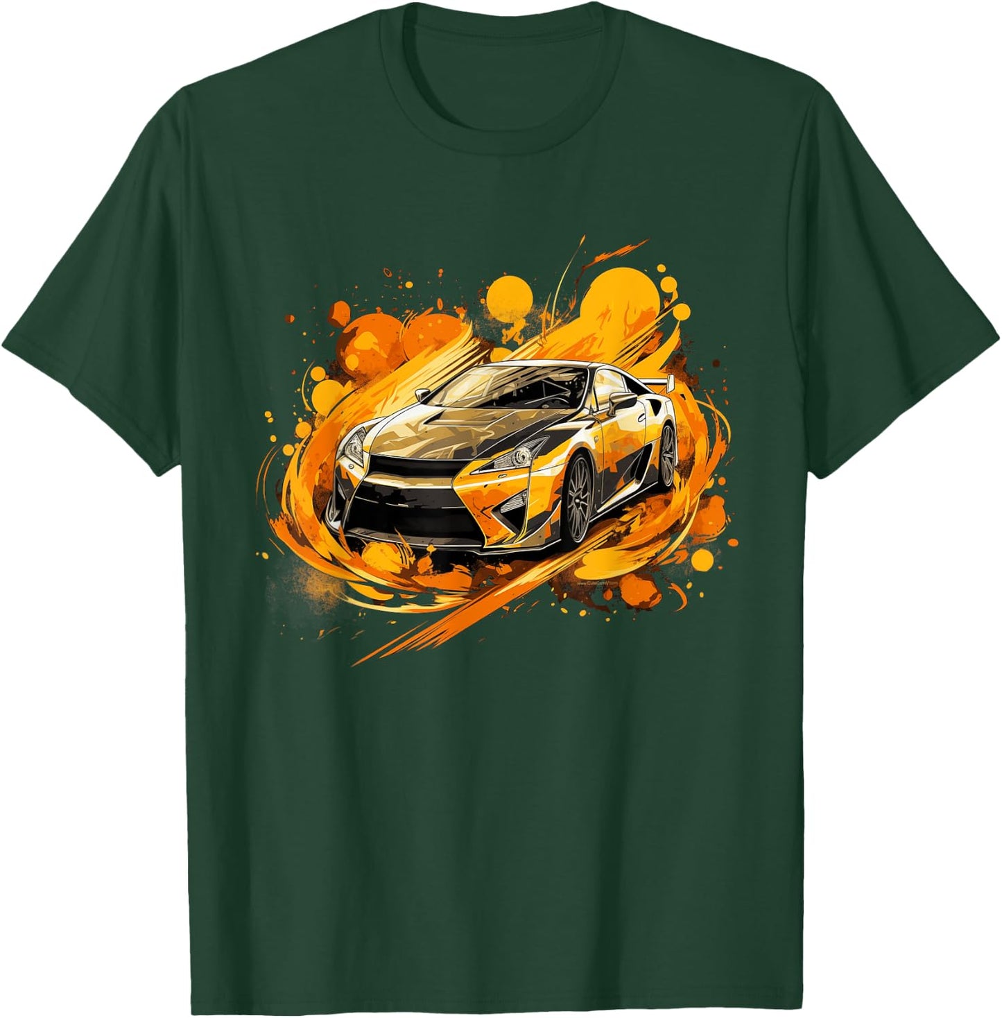 Yellow Sports Car Exotic Supercar Luxury Race Car Graphic T-Shirt - T-Shirt | Forest