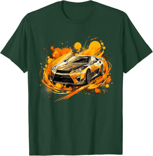 Yellow Sports Car Exotic Supercar Luxury Race Car Graphic T-Shirt - T-Shirt | Forest