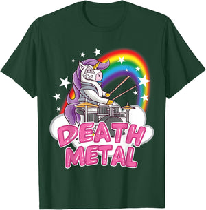 Death Metal Pink Unicorn Rock Music Band Drums Drummer T-Shirt - T-Shirt | Forest