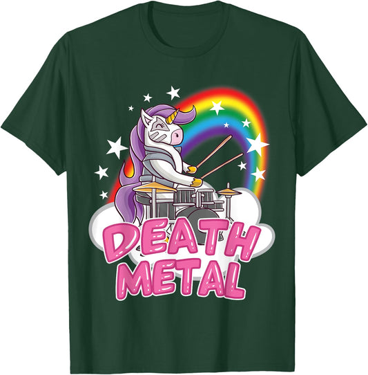 Death Metal Pink Unicorn Rock Music Band Drums Drummer T-Shirt - T-Shirt | Forest