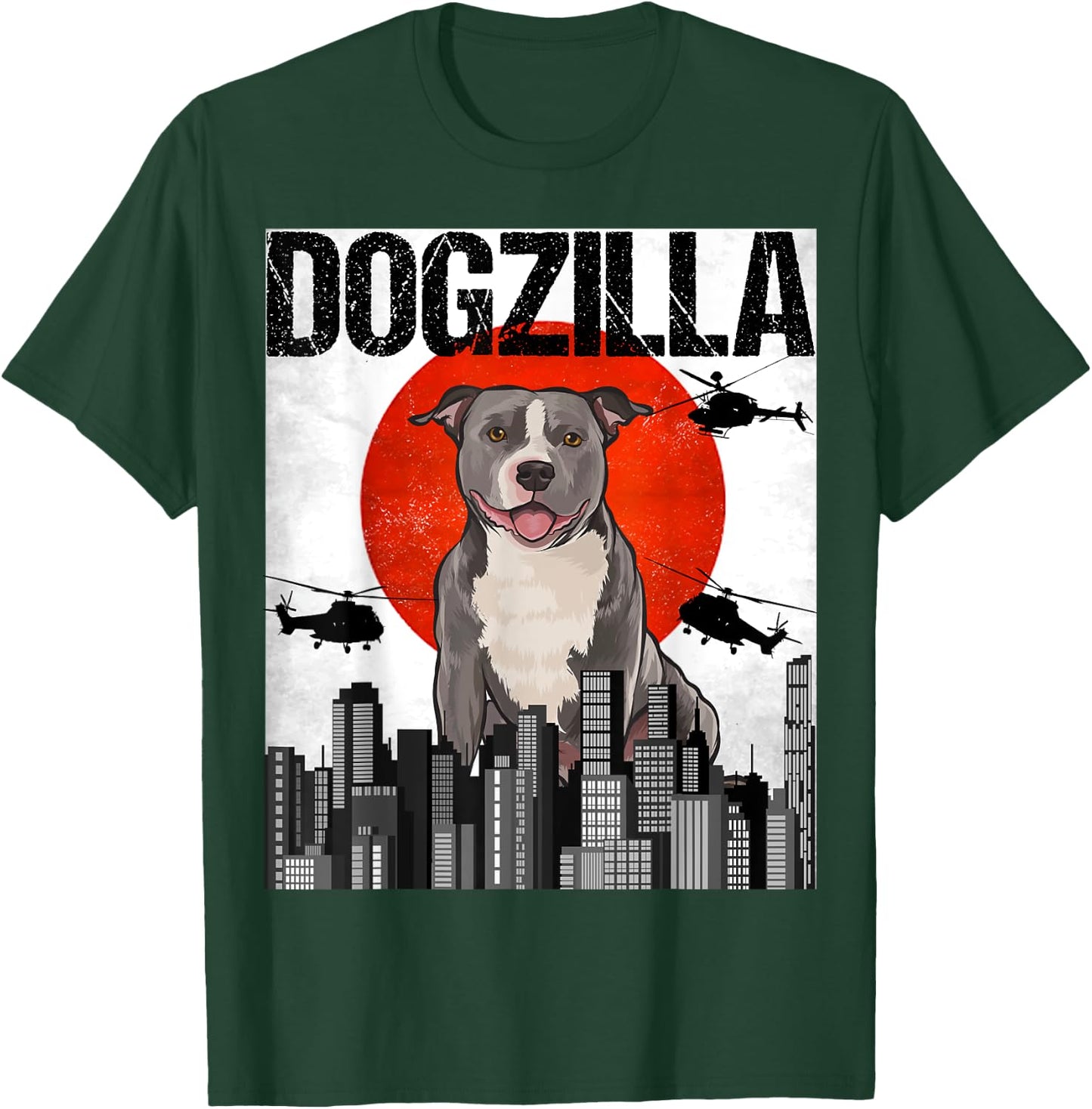 Funny Vintage Japanese Dogzilla Staffordshire Bull Terrier T-Shirt - T-Shirt | Forest