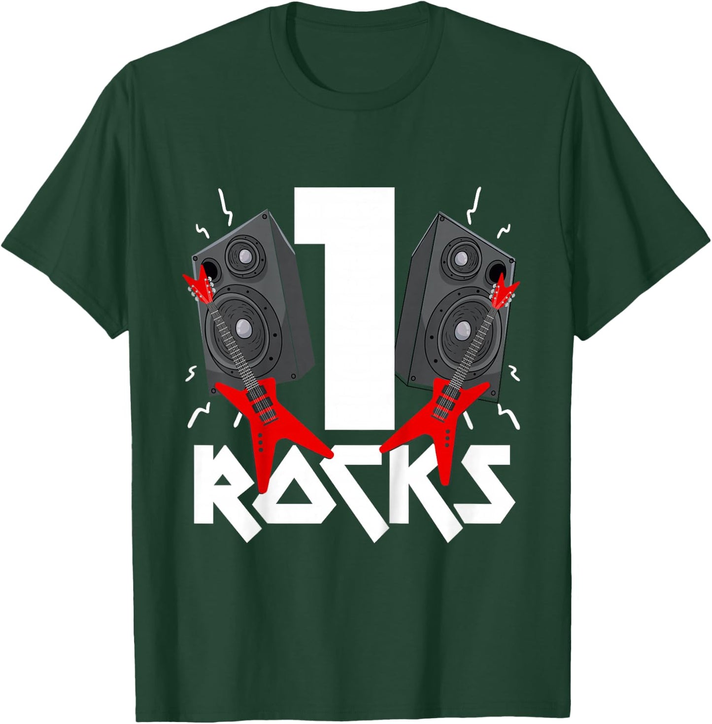 1 Rocks Birthday Party 1 Year Old Rock N Roll Star 1st Gift T-Shirt - T-Shirt | Forest