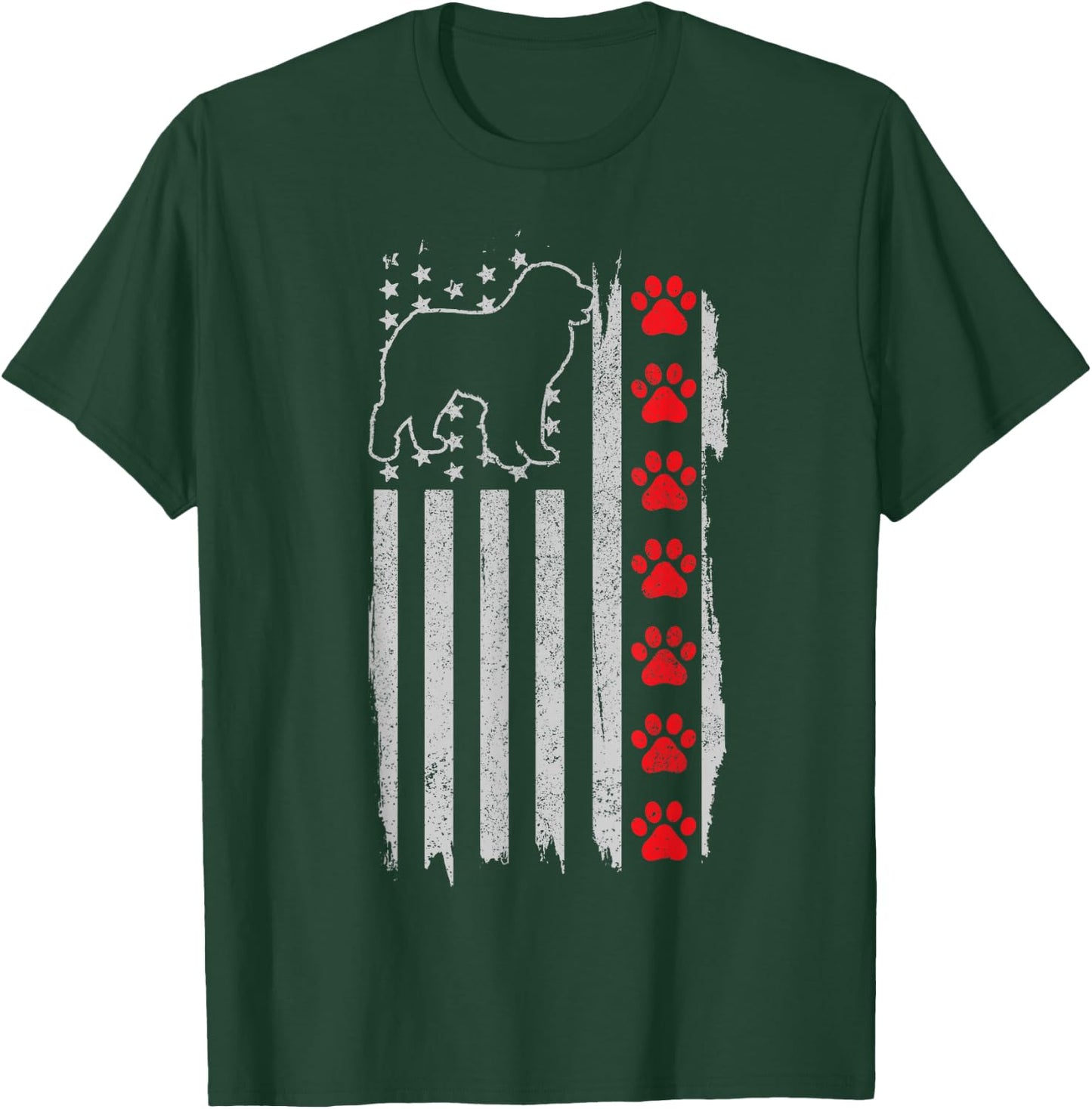 Pyrenees American Flag 4th of July Patriotic Dog T-Shirt - T-Shirt | Forest