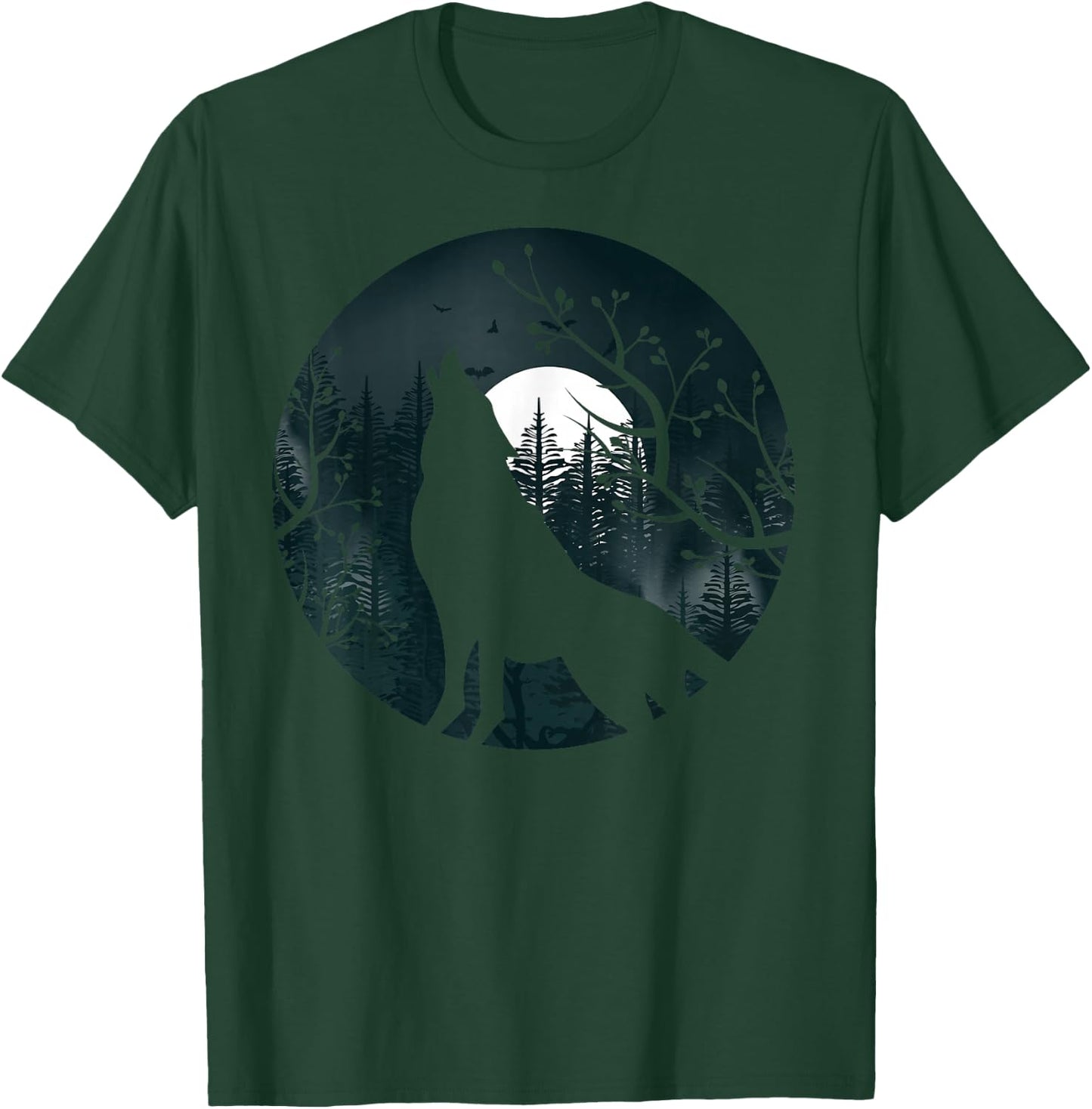 Wolf Howling at The Moon Wolf Silhouette Darkness T-Shirt - T-Shirt | Forest