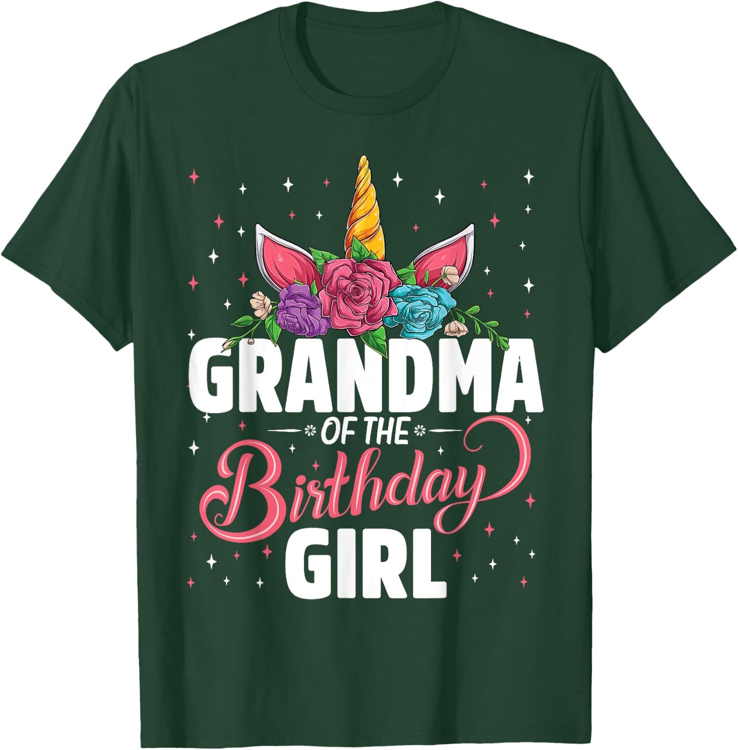 Grandma Of The Birthday Girl Unicorn Girls Family Matching T-Shirt - T-Shirt | Forest