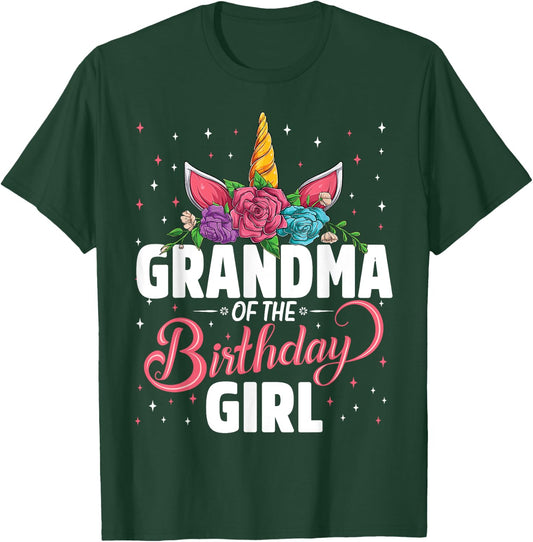 Grandma Of The Birthday Girl Unicorn Girls Family Matching T-Shirt - T-Shirt | Forest