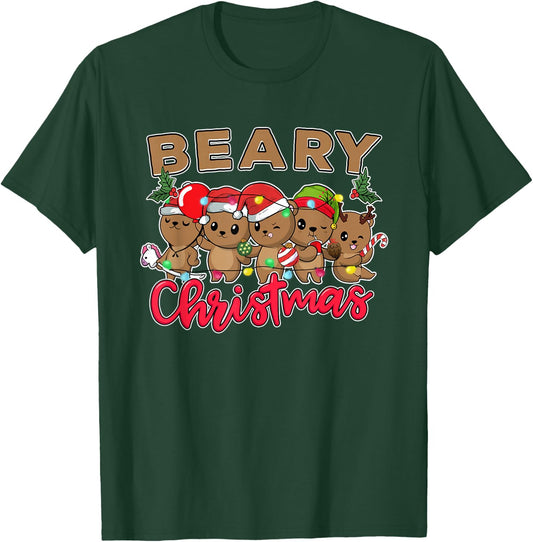 Beary Merry Christmas For Teddy Bear Lovers Funny Xmas Bear T-Shirt - T-Shirt | Forest