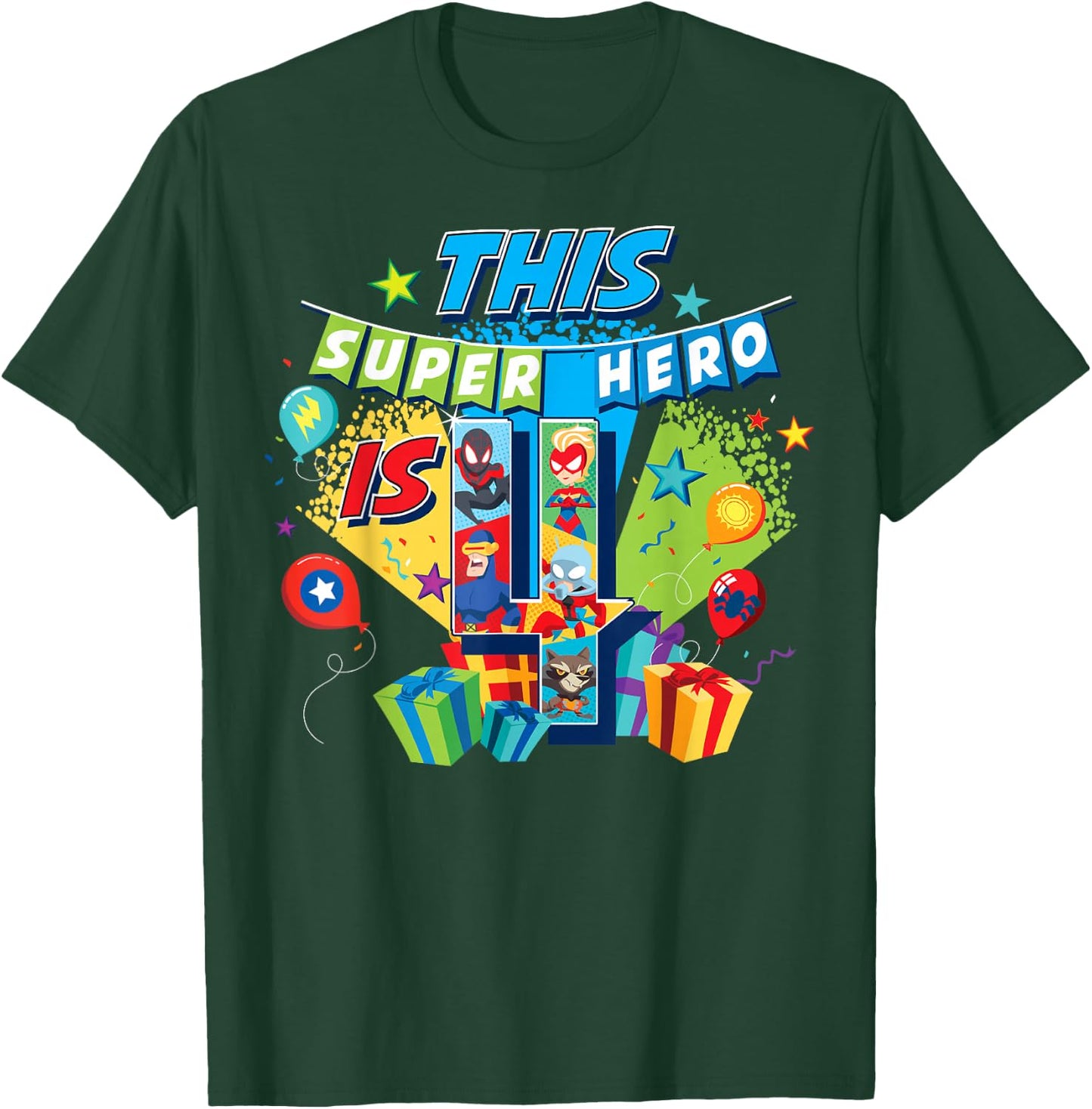 Marvel Avengers Birthday This Super Hero Is 4 T-Shirt - T-Shirt | Forest