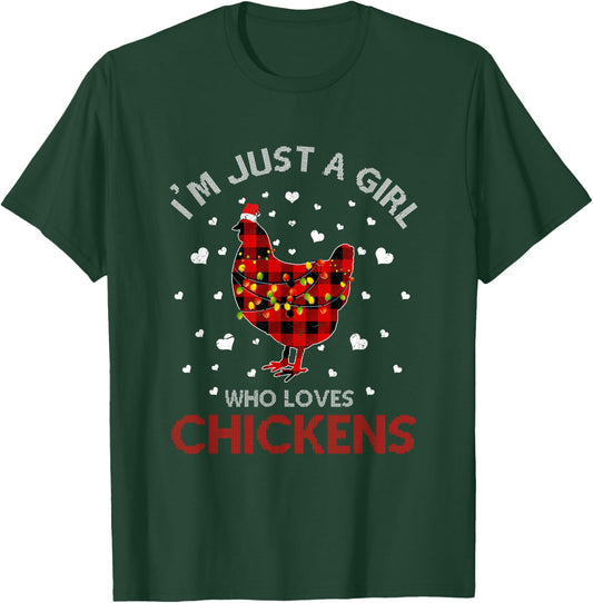 Just A Girl Who Loves Chicken Ugly Christmas Shirt Women T-Shirt - T-Shirt | Forest