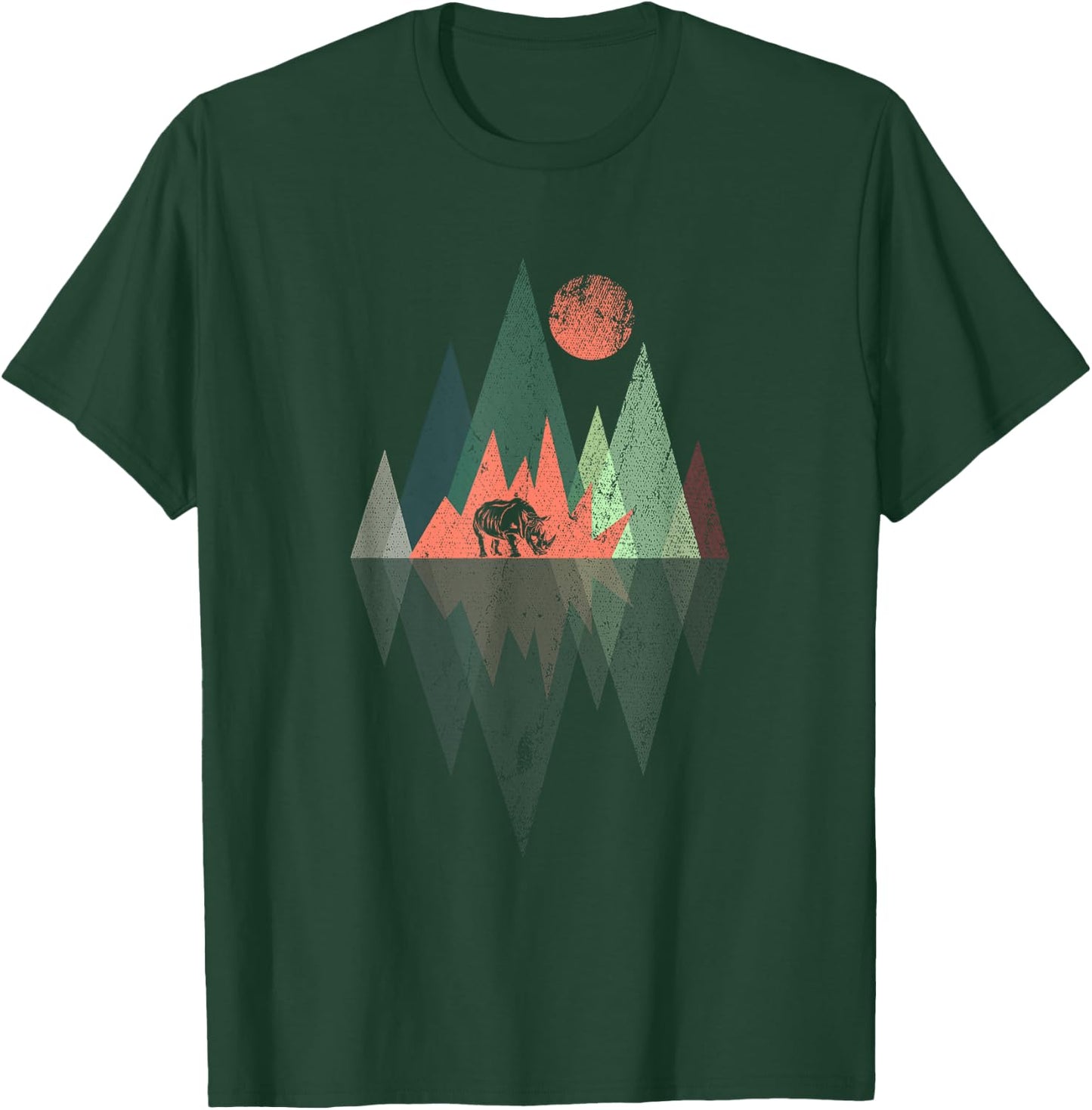 Animal Geometric Pattern Colorful Rhino T-Shirt - T-Shirt | Forest