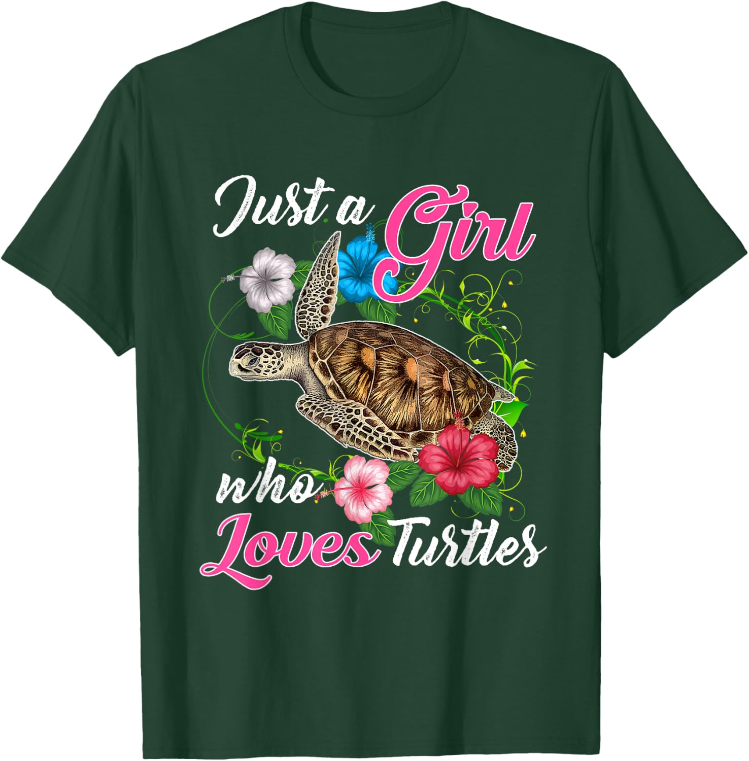 Fun Just a Girl Who Loves Turtles - Women and Girls Cute T-Shirt - T-Shirt | Forest