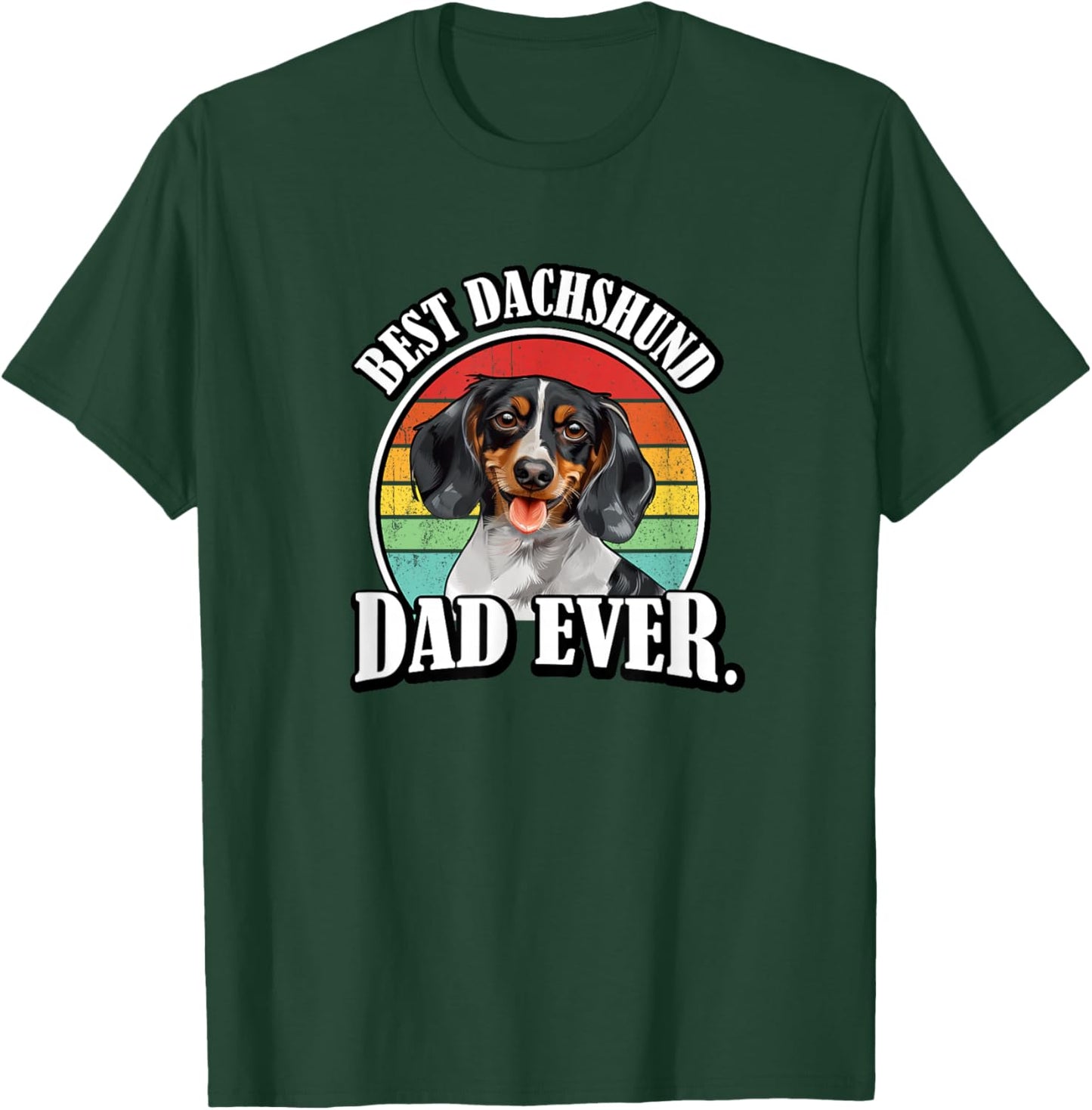 Funny Retro Vintage Best Dad Piebald Dachshund Lover T-Shirt - T-Shirt | Forest