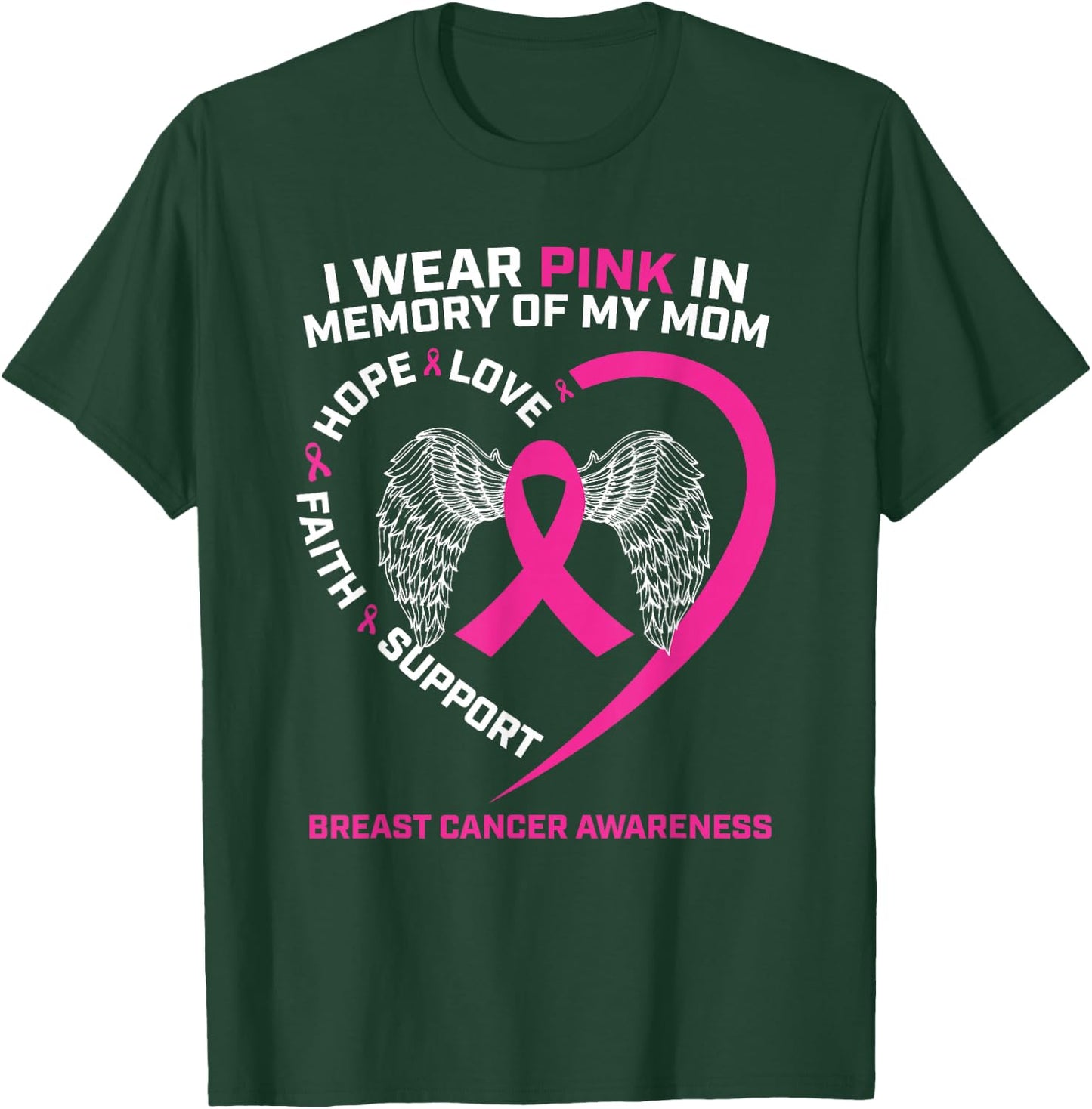 Gift I Wear Pink In Memory Of Mom Breast Cancer Awareness T-Shirt - T-Shirt | Forest