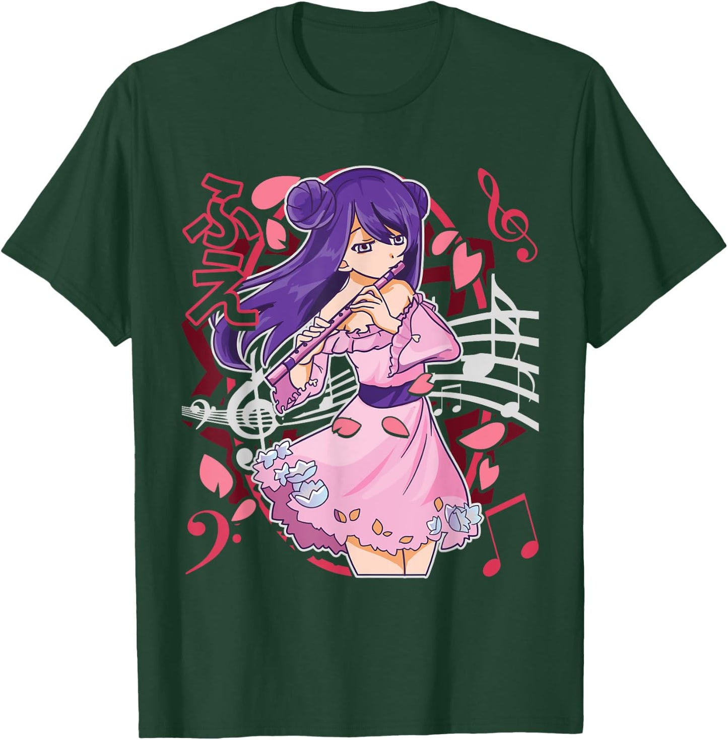 The Flutist | Anime Flute Musician Marching Band Manga Otaku T-Shirt - T-Shirt | Forest