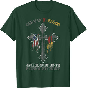 German By Blood America By Birth Cross T-Shirt - T-Shirt | Forest
