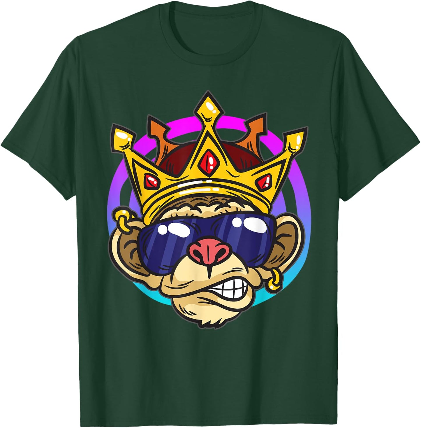 Chimpanzee King | Monkey Crown Ape T-Shirt - T-Shirt | Forest