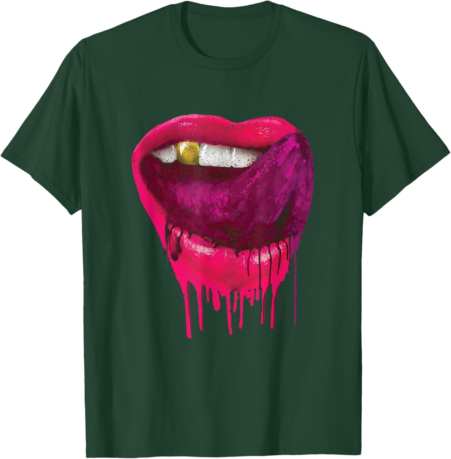 Hot Pink Lips Mouth Tongue Out - Cool Vintage Retro T-Shirt - T-Shirt | Forest